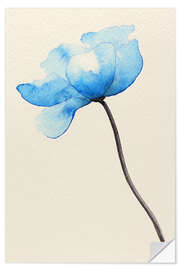 Selvklebende plakat Blue Flower With Transparent Leaves