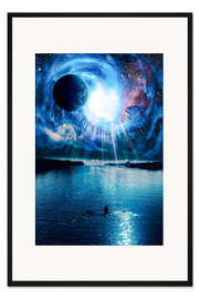 Gerahmter Kunstdruck Ein Abenteurer segelt den Mysterien des Universums entgegen