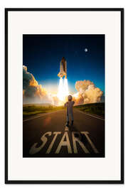 Gerahmter Kunstdruck Space-X-Astronaut beobachtet den Start einer NASA-Rakete