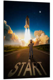 Magnettafel Space-X-Astronaut beobachtet den Start einer NASA-Rakete