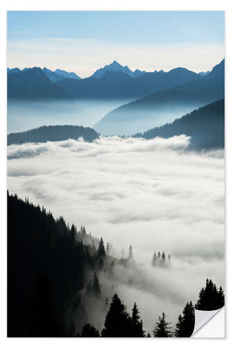 Wandsticker Berge über den Wolken