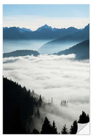 Selvklebende plakat Mountains above the clouds