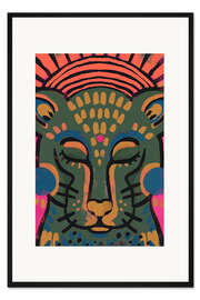 Gerahmter Kunstdruck Bunter, schlafender Tiger