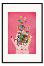 Gerahmter Kunstdruck Fridas Hände, pink