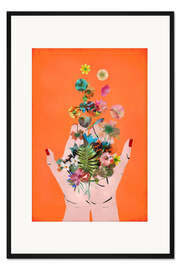 Gerahmter Kunstdruck Fridas Hände, orange