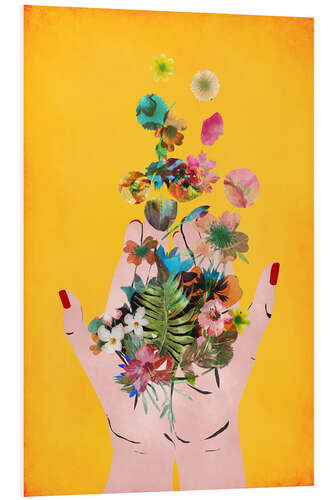 PVC print Frida's hands, yellow