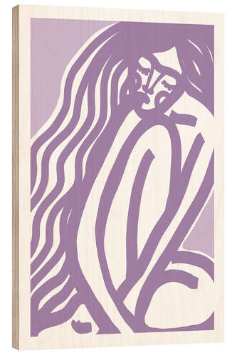 Wood print The Silence in lilac