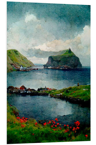 Foam board print Island village by the water in a beautiful landscape