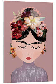 Magnettafel Frida mit Blumenkranz, pastellrosa