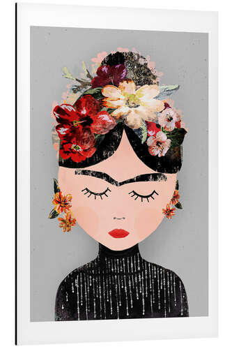 Aluminiumsbilde Frida with wreath of flowers