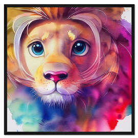 Gerahmter Kunstdruck Regenbogen Löwe