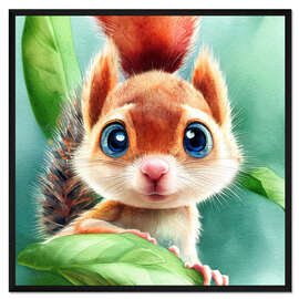 Gerahmter Kunstdruck Überraschtes Eichhörnchen