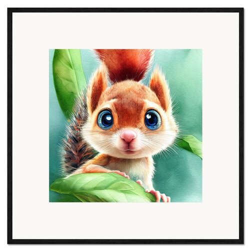 Inramat konsttryck Surprised Squirrel