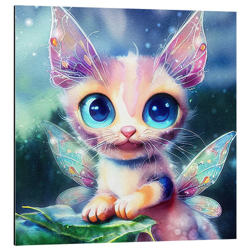 Aluminium print Cute Fairy Cat