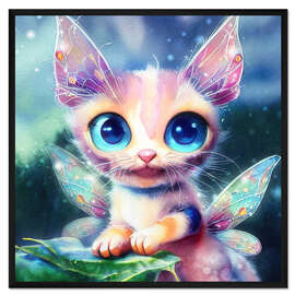 Gerahmter Kunstdruck Süße Feenkatze