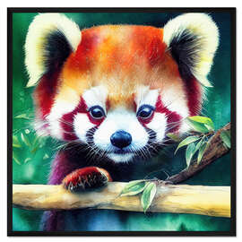 Gerahmter Kunstdruck Neugieriger roter Panda