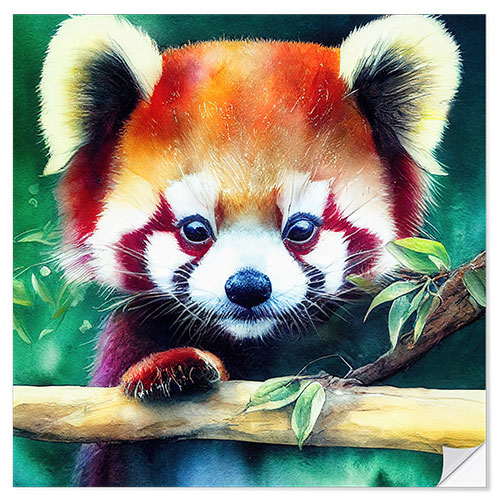 Naklejka na ścianę Curious Red Panda