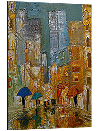 Tableau en aluminium Golden Streets in the Rain