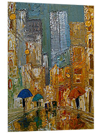 Foam board print Golden Streets in the Rain