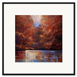Framed art print Autumn Leafy Trees on the River Bank