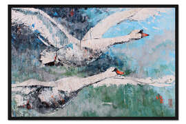 Gerahmter Kunstdruck Schwanenflug