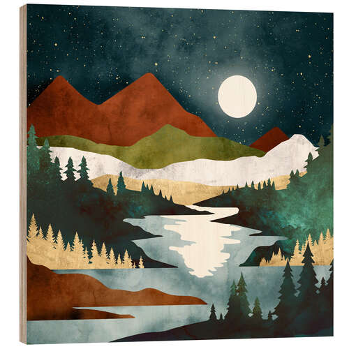 Print på træ Autumn night view
