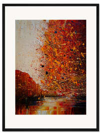 Gerahmter Kunstdruck Herbstliches Leuchten am Wasser I