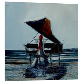 Foam board print Beach Scene with a Piano