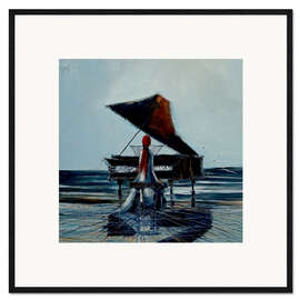 Ingelijste kunstdruk Beach Scene with a Piano