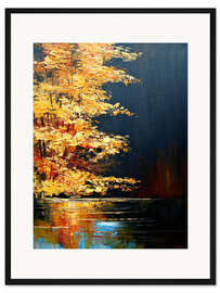 Gerahmter Kunstdruck Leuchtendes Herbstgold am Fluss