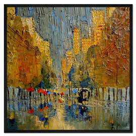 Gerahmter Kunstdruck Herbstliche Straße in New York