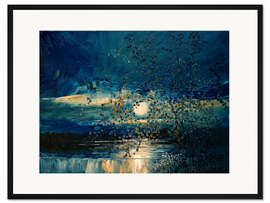Gerahmter Kunstdruck Vollmond über den Ufern