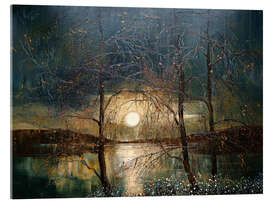 Acrylglasbild Flusslandschaft bei Vollmond