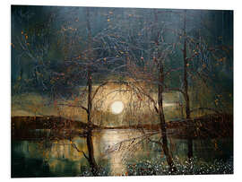 Foam board print River Landscape under a Full Moon