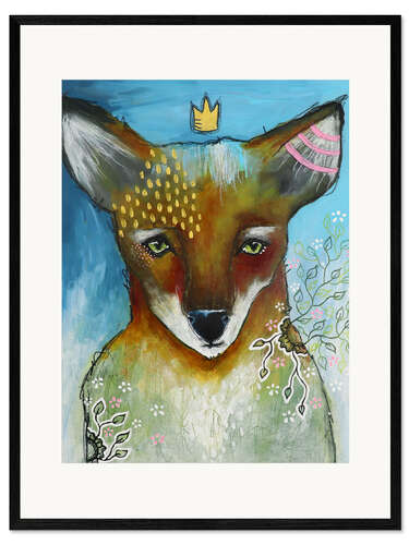 Gerahmter Kunstdruck Fuchs und Kirschblüten