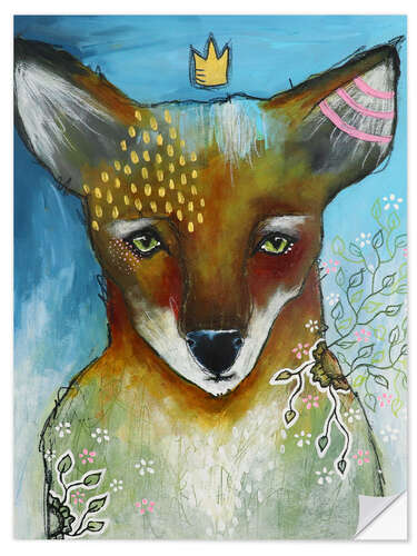 Adesivo murale Fox and cherry blossoms