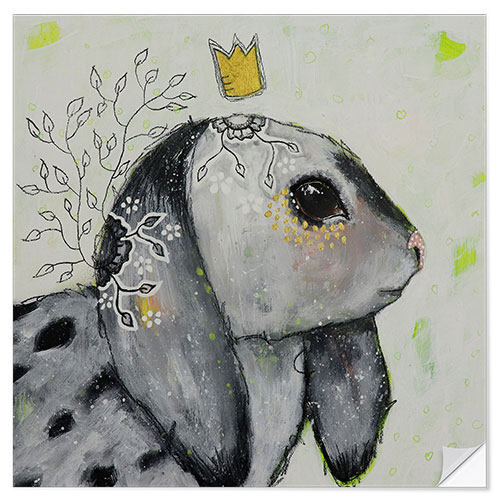 Selvklebende plakat Bunny with a crown