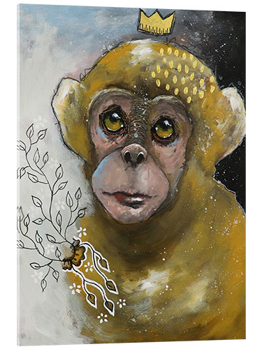 Akrylbilde Little monkey with a crown