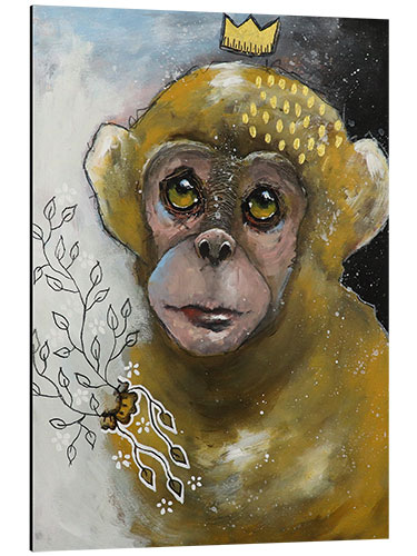 Tableau en aluminium Little monkey with a crown