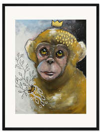 Gerahmter Kunstdruck Kleiner Affe mit Krönchen
