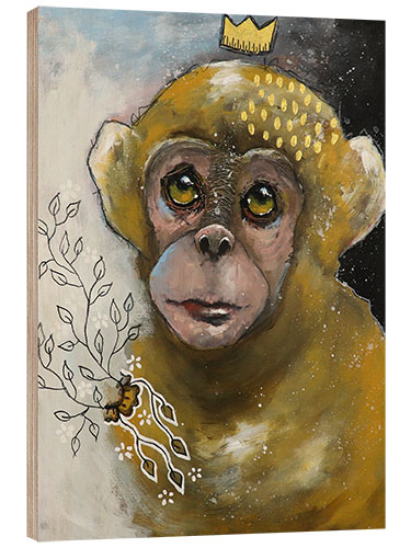 Puutaulu Little monkey with a crown