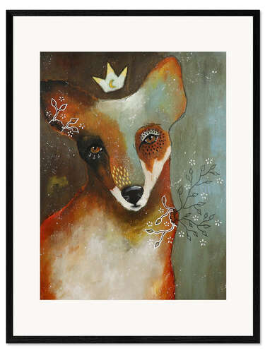 Framed art print A fox in the moonlight