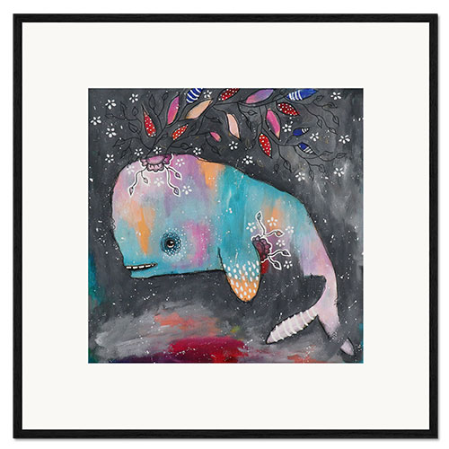 Framed art print Rainbow Whale