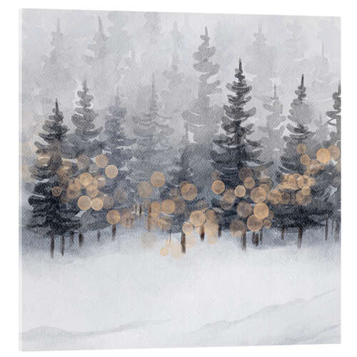 Acrylic print Golden winter forest