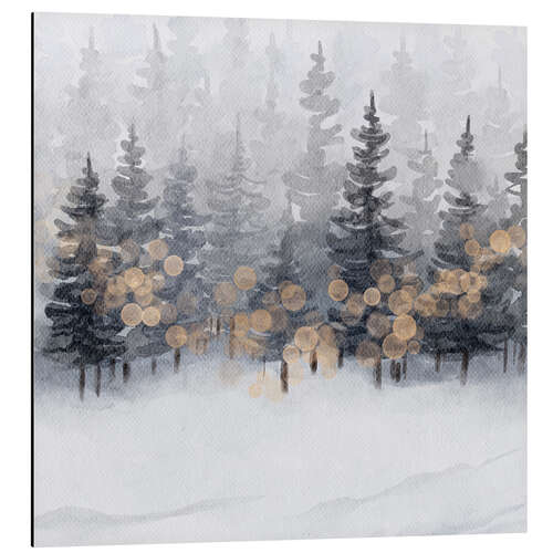 Quadro em alumínio Golden winter forest