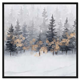 Gerahmter Kunstdruck Goldener Winterwald