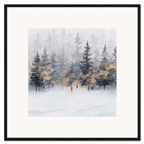 Kehystetty taidepainatus Golden winter forest
