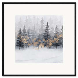 Impression artistique encadrée Golden winter forest