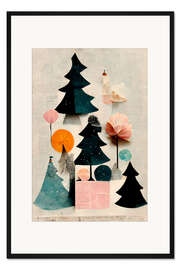 Gerahmter Kunstdruck Tannenwald aus Papier
