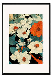 Gerahmter Kunstdruck Asiatische Blumen-Kunst